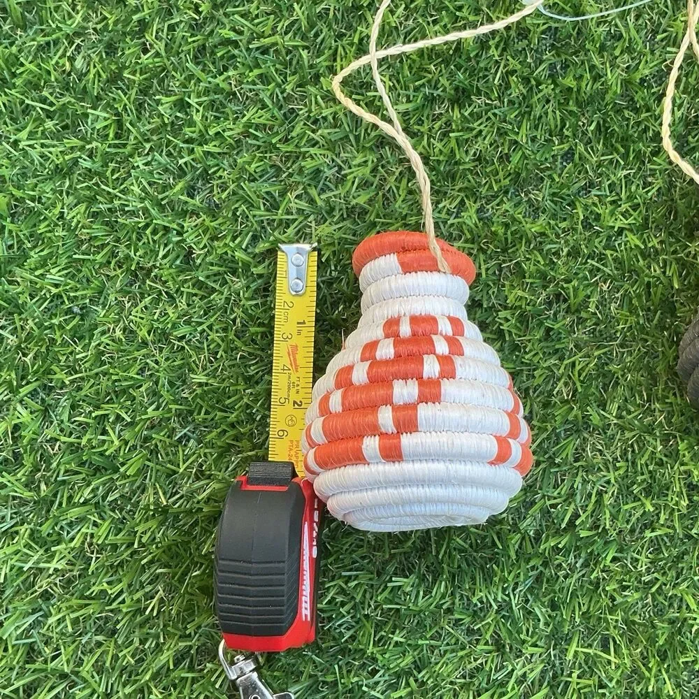 Vintage Handwoven Coiled Fiber Mini Basket Ornaments Set of 2 3” Folk Art